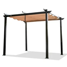 Outdoor Retractable Pergola with Weather-Resistant Canopy Garden Pergola Gazebo