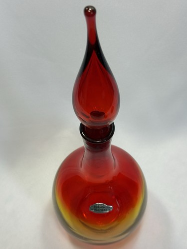 Vintage Tangerine ~ BLENKO GLASS DECANTER w/ STOPPER & LABEL ~ Catalog # 719 - Picture 24 of 24