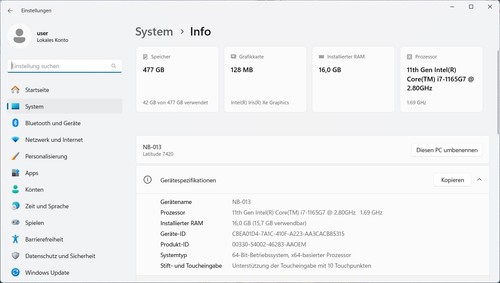 DELL Latitude 7420, Touchdisplay, Intel Core i7 (11. Gen), engl. Tast. (NB-013) - Afbeelding 13 van 17