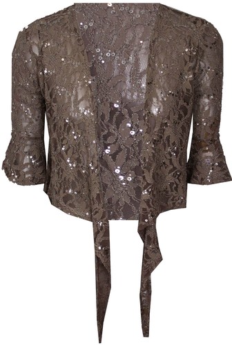 Womens Ladies Plus Size Sequin Lace Shrug Bolero Cardigan Crop Top 1216 20 22 26 - Picture 5 of 8