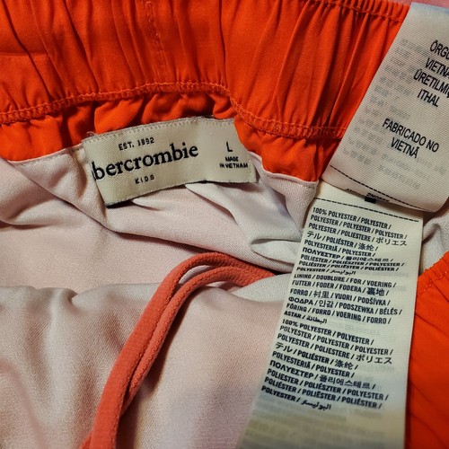 Abercrombie Neon Orange Blue Trim Lined Casual Lightweight Shorts Size L - Picture 7 of 7