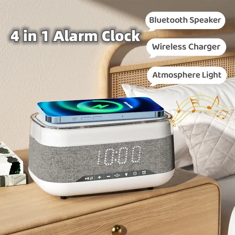Sveglia Con Altoparlante Integrato – Audio Wireless, Luci Regolabili Per Camera Da Letto E Ufficio