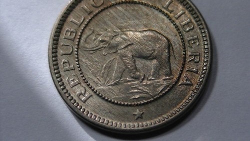 MONETA 1/2 CENTESIMO LIBERIA 1941 EPOCA SECONDA GUERRA MONDIALE ELEFANTE NON CIRCOLATA - Foto 5 di 15