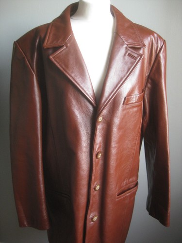 VINTAGE REAL LEATHER JACKET BLAZER 48 46 soft relaxed chestnut brown western - Picture 20 of 23