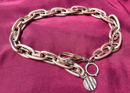 VINTAGE NY HENRI BENDEL Choker Necklace HEAVY LONG CHAIN W SWAROVSKI CLIP CLASP - Picture 4 of 4