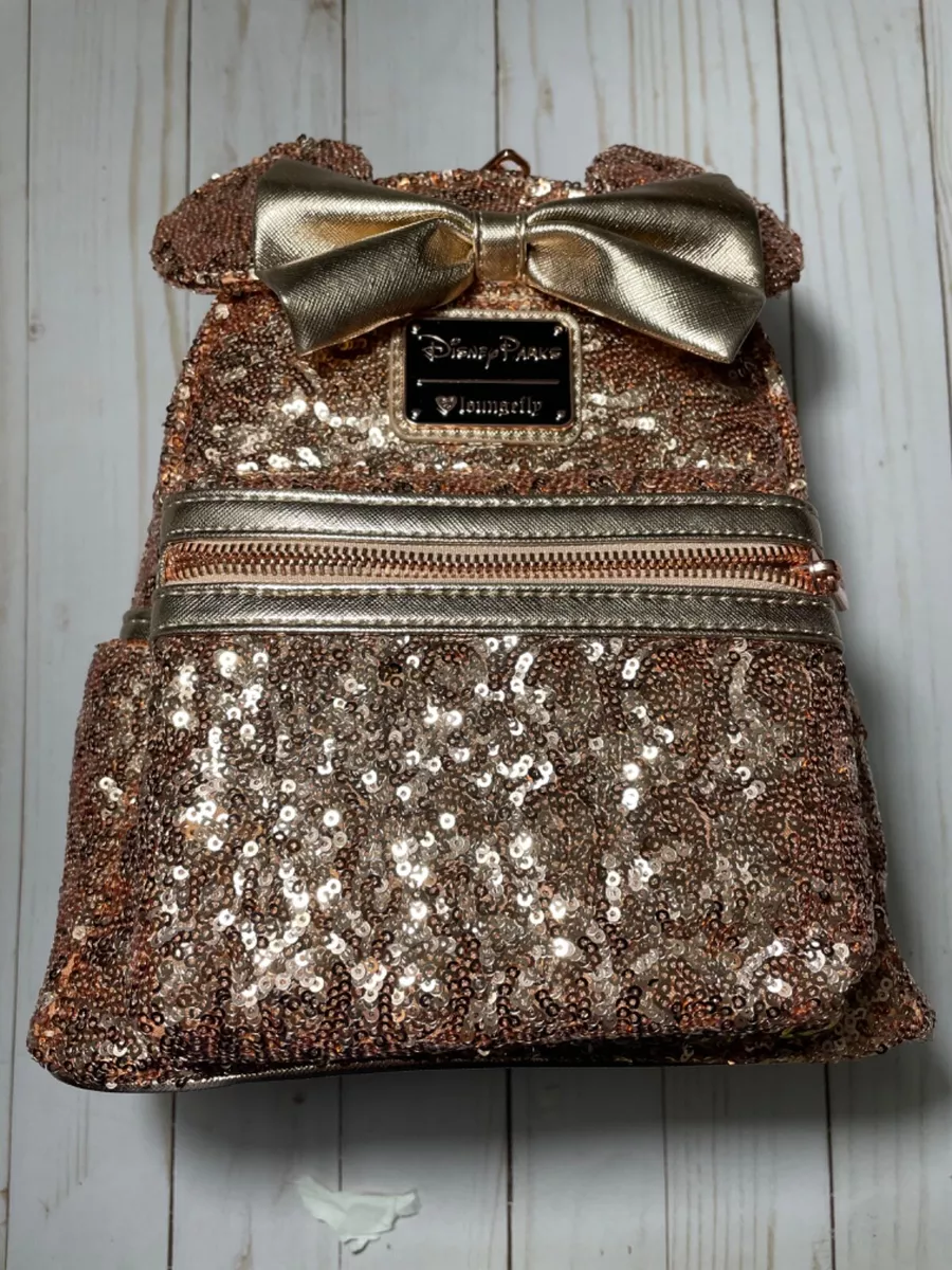 Rose gold sequin backpack sale