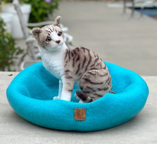 Cueva de lana para gatos / cama para gatos / casa cálida para gatos / lana natural fieltro a mano para gatos - Imagen 6 de 13