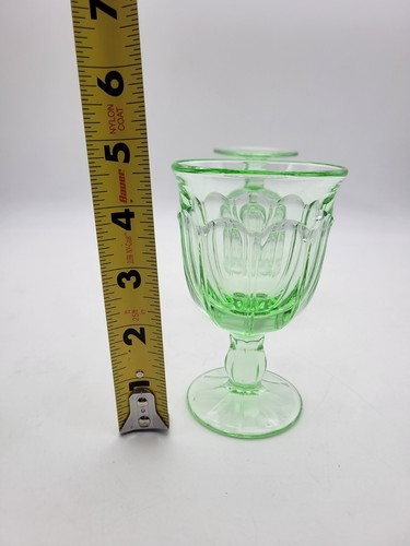 4 Green Glass Ice Tea Goblets Cup Footed Wine Glasses Stem Thick Glass 180ml~6oz - Picture 5 of 5