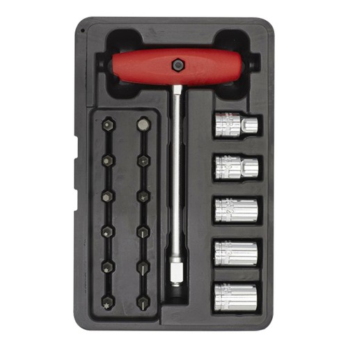 Sealey Socket and JIS Bit Set 18pc Motorcycles 1/4" Hex 3/8"Sq Drive Sockets - Picture 6 of 8