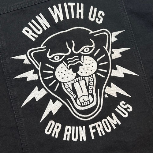 Lurking Class Run With Us Denim Jean Jacket Panther Graphic Black Unisex M Black - Picture 3 of 10