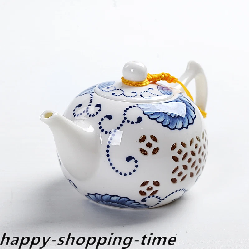 Tetera de porcelana esmalte fino diseño hueco tetera de kungfu con infusor nueva Foto 4 de 4