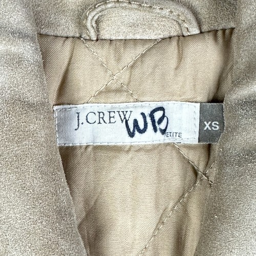 J Crew Suede Jacket Womens Petite XS Tan Leather 5-Button Lined Pockets Preppy - Picture 11 of 18