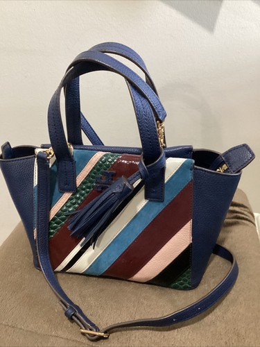 TORY BURCH BLUE THEA MINI SLOUCH SATCHEL CROSS BODY BAG - Picture 5 of 11