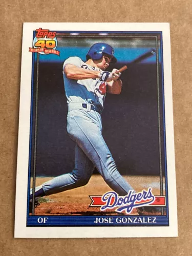 JOSE GONZALEZ 1991 Topps #279 ERROR (billy bean batting) ~ vintage baseball card