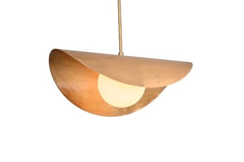 1 Light Globe Curved Dome Mid Century Brass Sputnik chandelier light Fixture - Picture 7 of 8