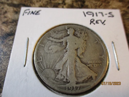 1917-S REV. WALKING LIBERTY SILVER HALF DOLLAR FINE     74