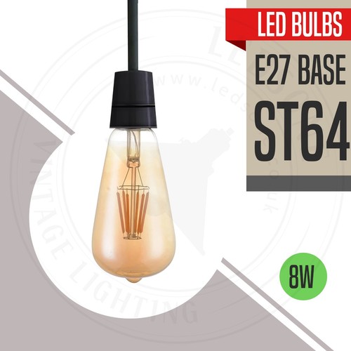 Vintage E27 ST64 Glühbirne LED Edison 8W Dimmbar Retro Lampe Glühbirne Filament - Bild 24 von 35