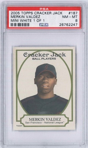 2005 Cracker Jack No. 187 - Merkin Valdez - mini white 1/1 - need the grey /25 - Picture 1 of 2