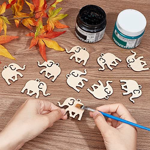 36 Stck. Unvollendet Holz Elefant Handarbeit Natur Rohling Holz Elefantenform - Bild 6 von 7