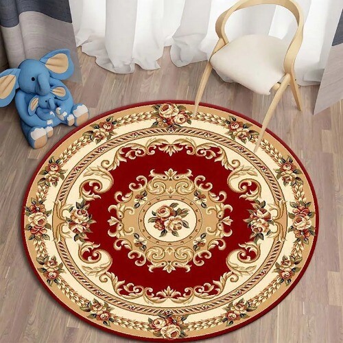 Alfombra redonda estilo étnico patrón salón dormitorio decoración hogar alfombra piso - Imagen 4 de 21