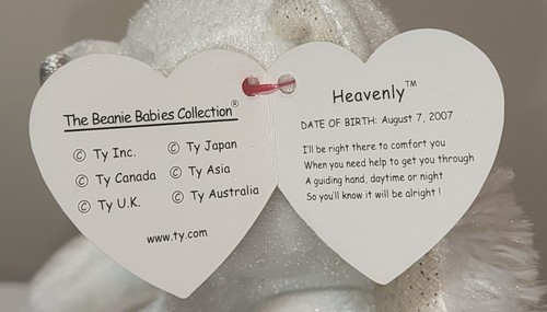 Ty Beanie Baby - HEAVENLY the Angel Bear 7" NEW MWMTs Plush Stuffed Animal Toy - Picture 4 of 9