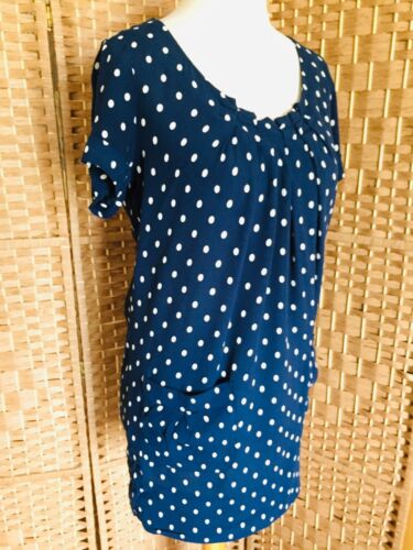 JOULES Navy White CREPE Polka Dot CAMELLIA Dress Tunic Sz 8 L32” POCKETS Arty - Bild 2 von 12