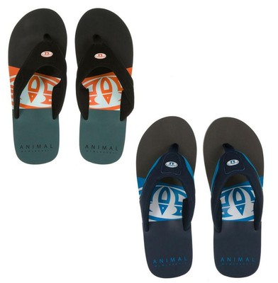 black animal flip flops