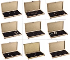 Jewelry Case Jewelry Display Tray Jewelry Organizer Burlap Wooden Case  Liners