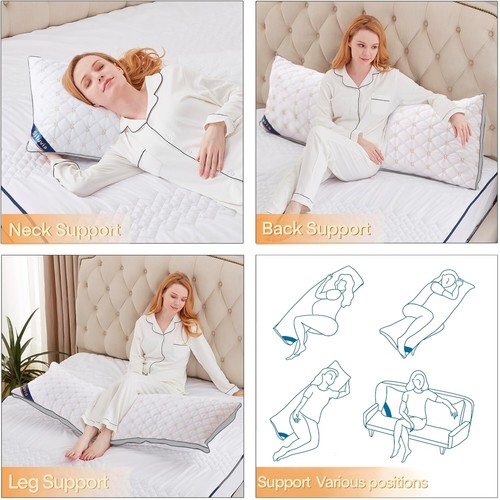 Luxurious 21"x54" Quilted Down Alternative Full Body Pillow - Ultimate Comfort - Picture 8 of 9