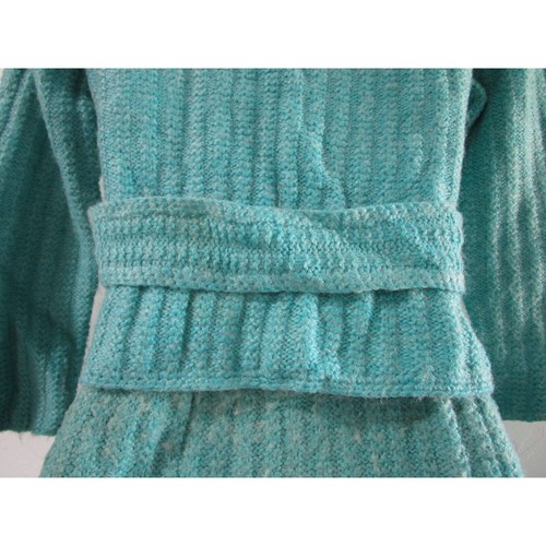 Vintage 1960's Hand-Knit Sweater Skirt Set Turquoise XS to S - Picture 18 of 24