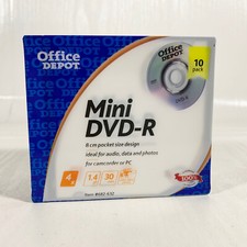  NEW SEALED 10 Pack of Office Depot Mini DVD-R Discs with Cases