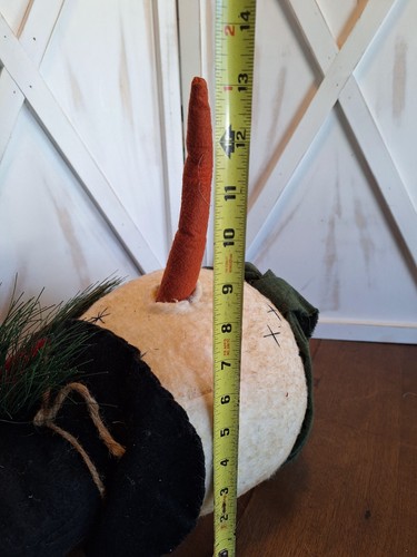 Primitive Volkskunst Schneemann Plüschkopf Weihnachten abnehmbare Karottennase 20 Zoll groß - Bild 7 von 14