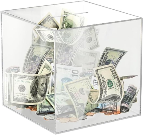 Money Box, Clear Money Box, Acrylic Money Box, 4.7X4.7X4.7 Inch Square Clear Pig - Picture 8 of 12