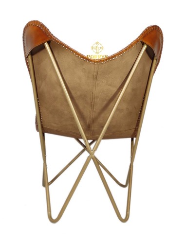 Indio Hecho a Mano Cuero Silla – Piel Marrón Oficina Cómodo Sillón PL2-320 - Imagen 4 de 6