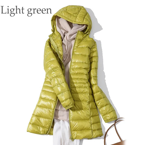 Winter Packable Ultralight Long Down Hooded Women Jacket Puffer Parka Coats - Picture 13 of 36