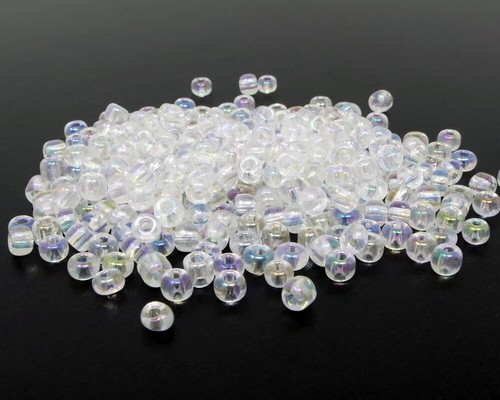 Rocailles Perlen Glasperlen 4mm transparent AB 300 St .Glas Perlen zum Auffädeln - Bild 2 von 2