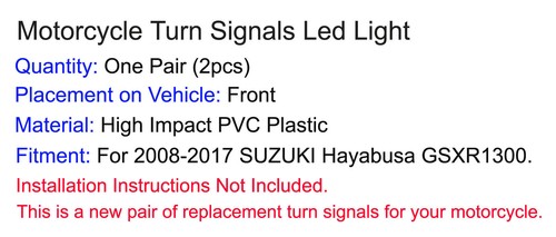 E-Mark Front Turn Signal Led Light For 2008-2017 SUZUKI Hayabusa GSXR GSX-R 1300 - Imagen 2 de 16