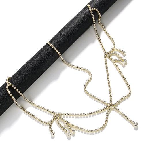Women Forehead Rhinestone Tassels Droplet Jewelry Ball hair Chain Veil 30021 - Picture 5 of 10