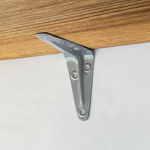 Soporte para libros de estantería de pared gris metal de metal de 10 piezas de 100 a 250 mm - Imagen 2 de 9