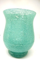 Teal Aqua Hand-Blown Glass Vase EUC