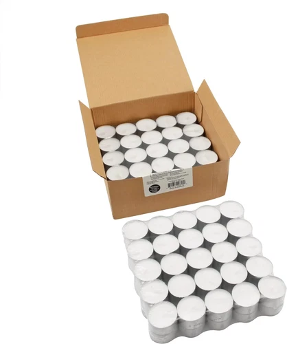 100er Pack unparfümierte 8 Stunden verlängerte Brenndauer Teelichtkerzen, weiß, 100 Stück - Bild 1 von 12