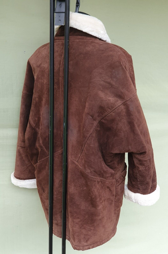Vintage Wilsons braunes Wildleder Leder Lammfell Stil Mantel Jacke Herren XL - Bild 6 von 22
