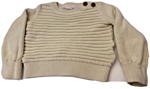 GAP KIDS ALL COTTON Pullover XS Cream Rib Knit Sweater Button Trim Classic EUC