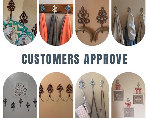 Shabby Chic Decorative Wall Hooks - Set of 3 - Cast Iron French Country Wall ... - Picture 6 of 8