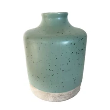 Ankyo Dolomite Vase Aqua Tone With Dark Specks Pottery Floral Vase 6.5" Tall