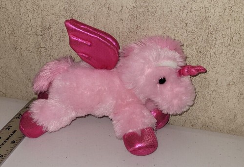 Pink Unicorn Pegasus Aurora Super Soft Plush Stuffed Animal 9” Long - Bild 1 von 8