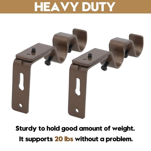 Double Curtain Rod Bracket 6 Pack Adjustable Heavy Duty Curtain Rod Holder For 3 - Picture 6 of 13