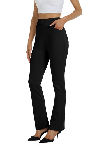 Women Pull on Busines Dress Pant High Waist Stretchy Work Casual Slacks Pant - Picture 19 of 84