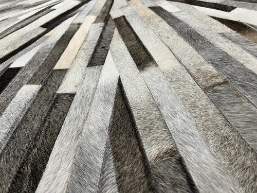 New Handmade Leather Cowhide Round Rug Carpet Patchwork Area Rugs Living Room - Picture 9 of 10