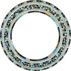 Zorigs - Handcrafted Brown and Light Blue Mosaic Mirror, 24" Round Wall Mirror